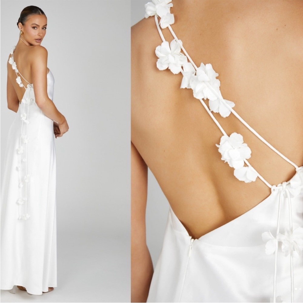 Meshki white one shoulder floral dress - XS/US 2 - never worn tags still intact - Picture 1 of 9
